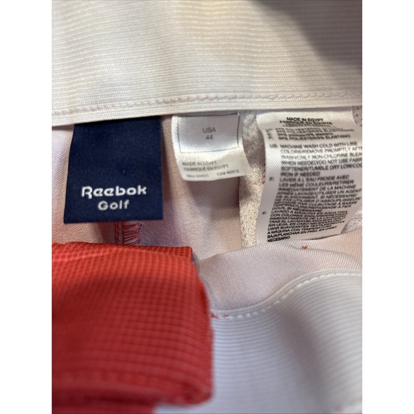 Reebok Golf Shorts Mens Sz 44 Plaid Flat Front Performance Stretch Casual Coral - Picture 2 of 9